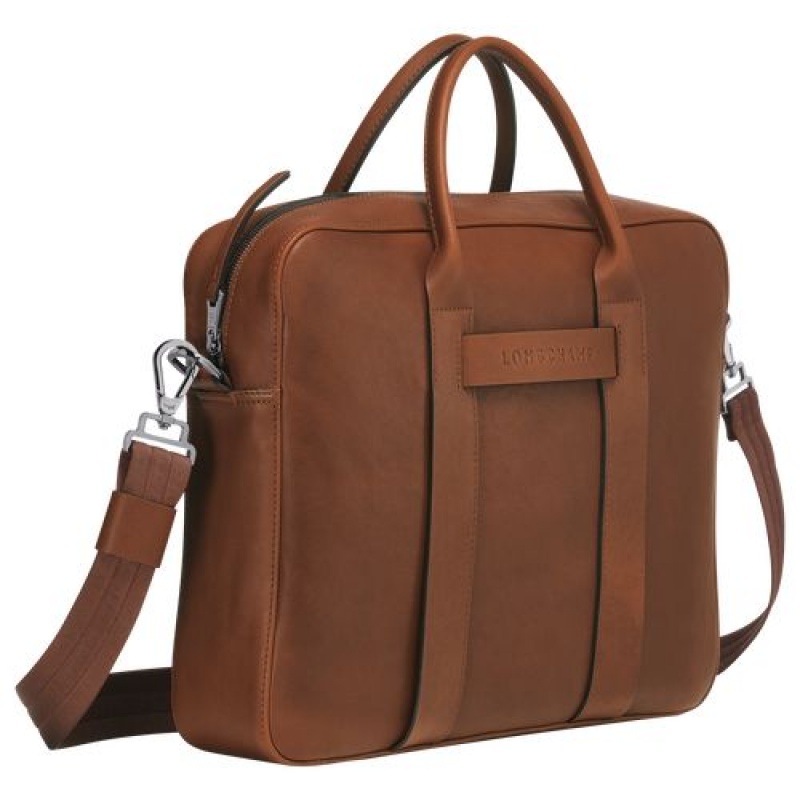 Longchamp 3D Briefcase M Cognac | OANZUVK-10
