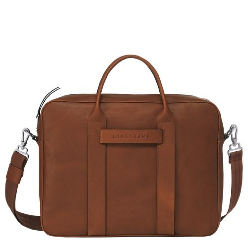 Longchamp 3D Briefcase M Cognac | OANZUVK-10