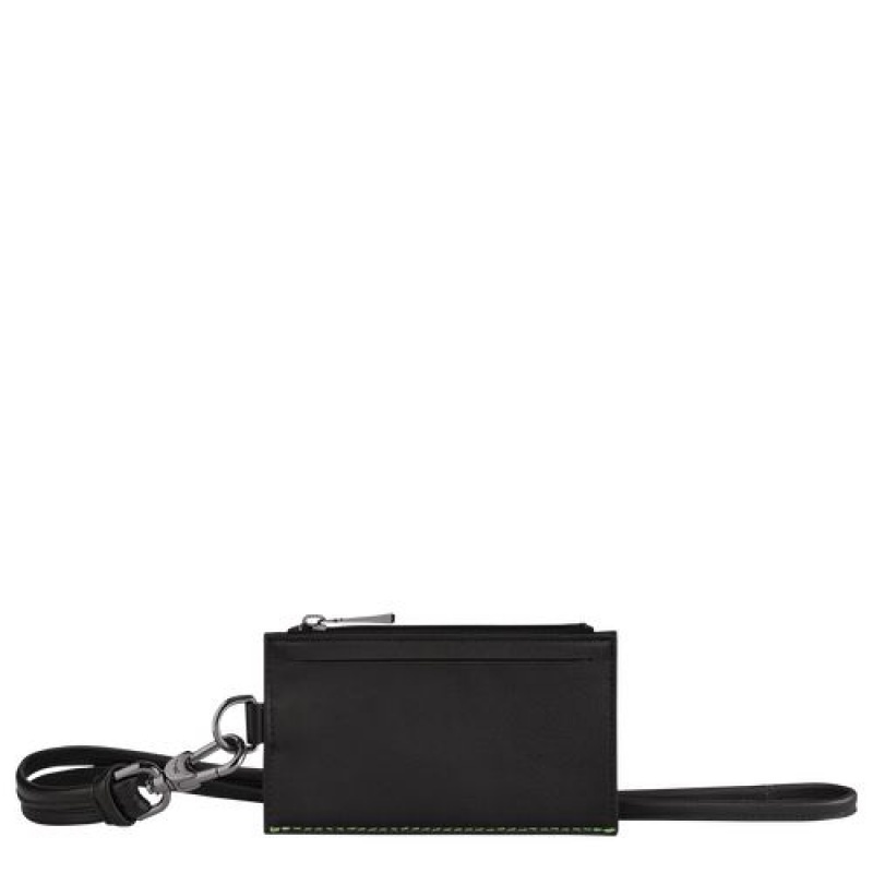 Longchamp 3D Coin purse with necklace Black | VTJUFOZ-46