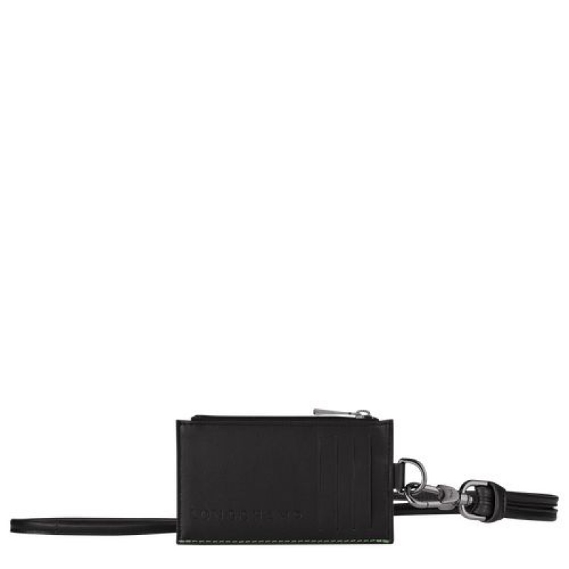Longchamp 3D Coin purse with necklace Black | VTJUFOZ-46