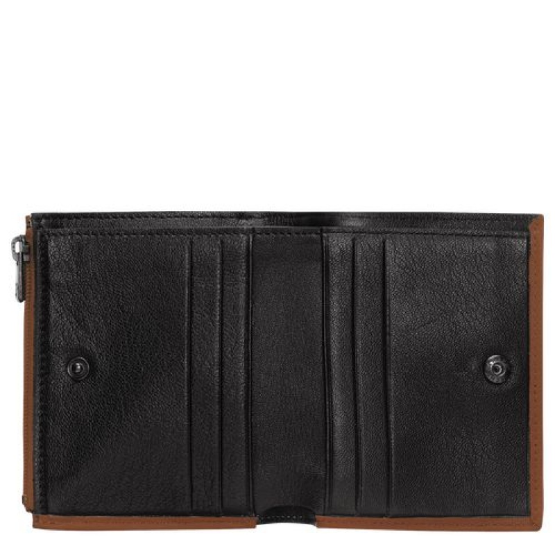 Longchamp 3D Compact wallet Cognac | FPHJCWU-95