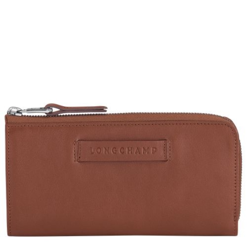 Longchamp 3D Long wallet with zip around Cognac | FNVRSWD-73