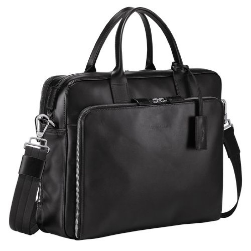 Longchamp Baxi Briefcase M Black | TYPIURX-98