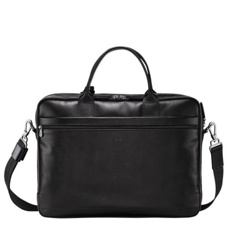 Longchamp Baxi Briefcase M Black | TYPIURX-98