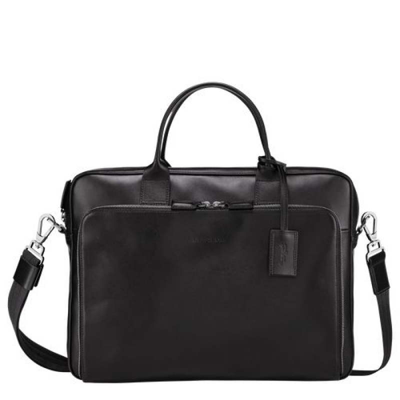 Longchamp Baxi Briefcase M Black | TYPIURX-98