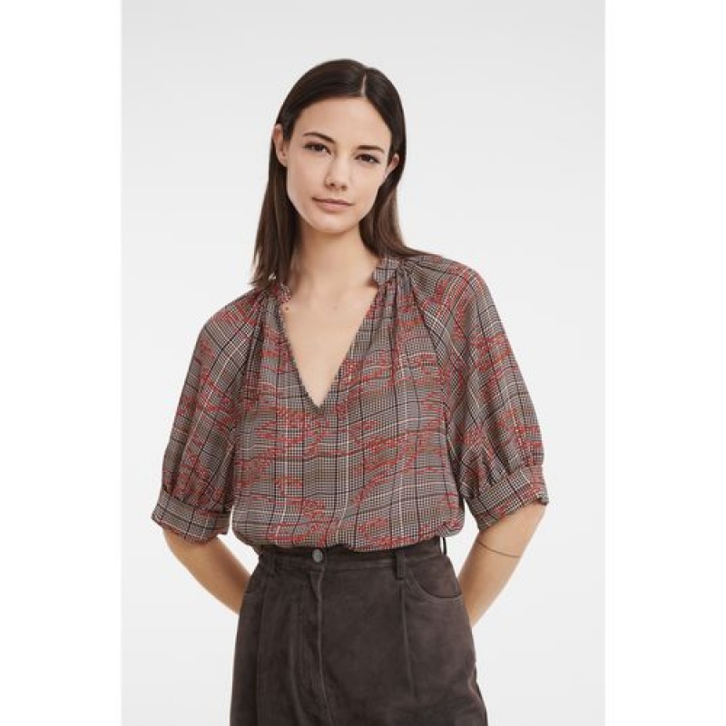 Longchamp Blouse Ebony/Red | AJSHYTP-39
