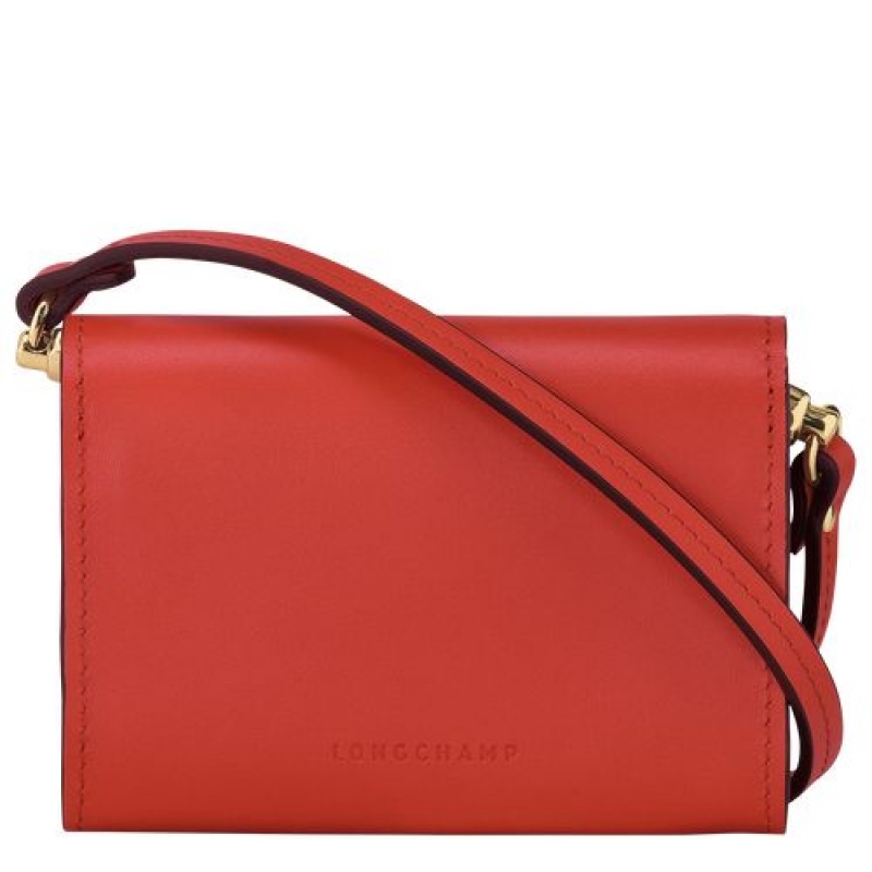 Longchamp Box-Trot Coin purse with shoulder strap Orange | AKRBVPZ-30