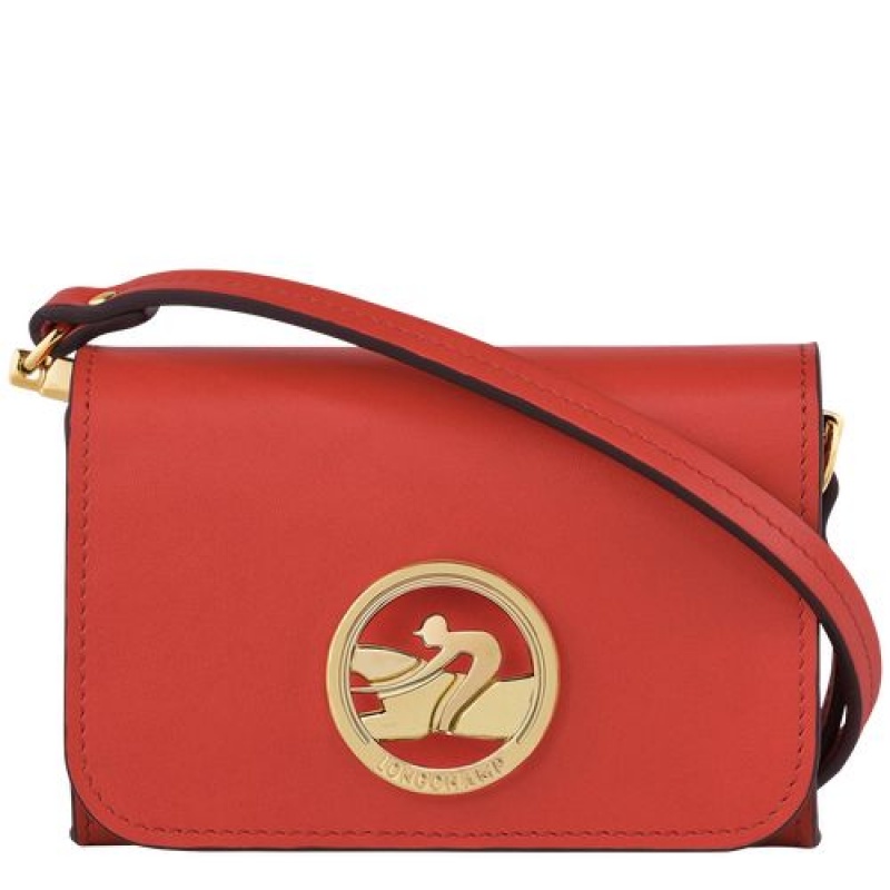 Longchamp Box-Trot Coin purse with shoulder strap Orange | AKRBVPZ-30
