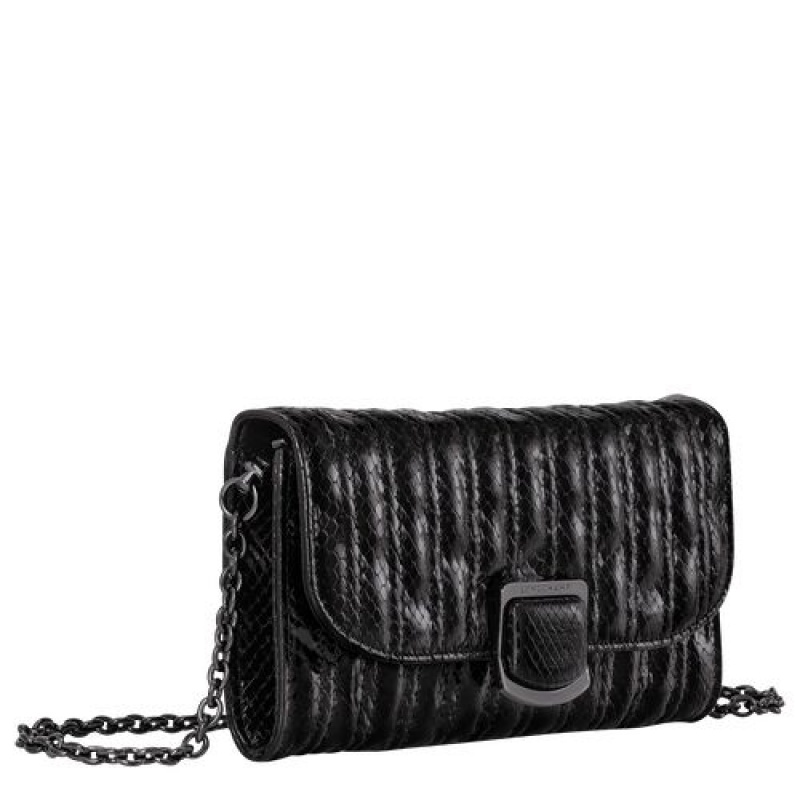 Longchamp Brioche Serpent Wallet on chain Black | ABEYQRH-53