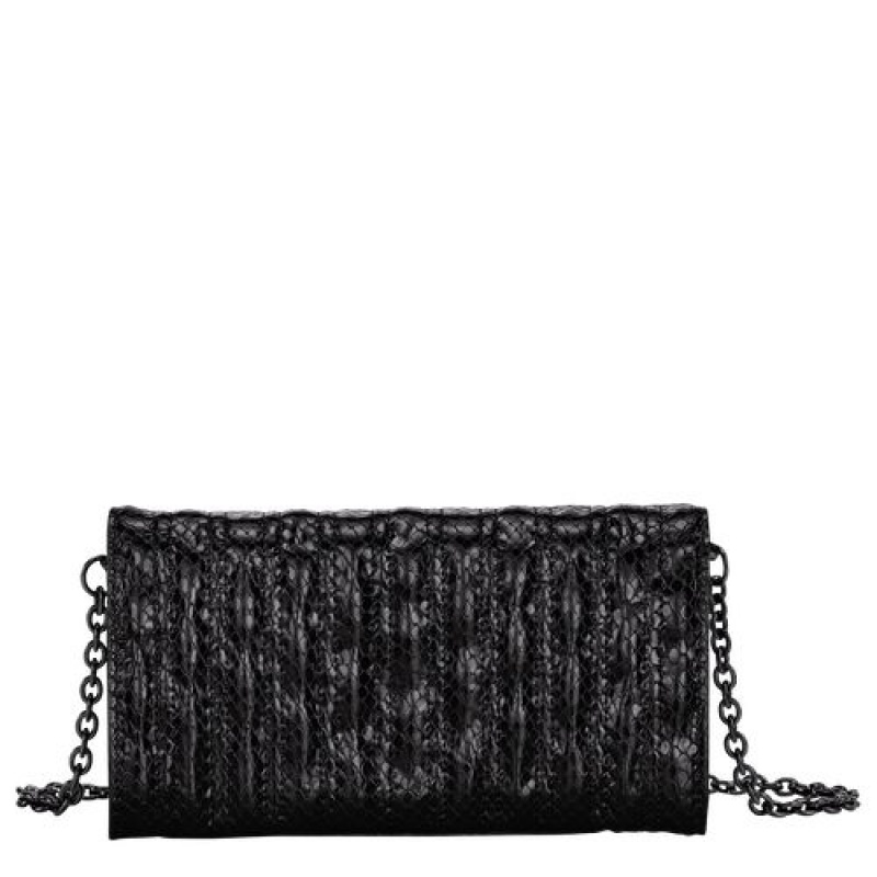 Longchamp Brioche Serpent Wallet on chain Black | ABEYQRH-53