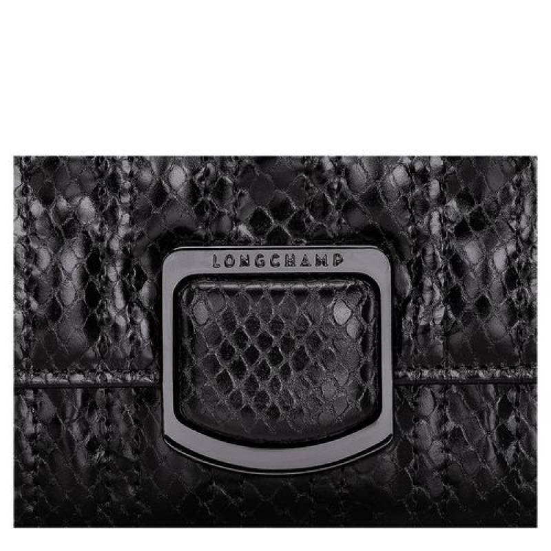 Longchamp Brioche Serpent Wallet on chain Black | ABEYQRH-53