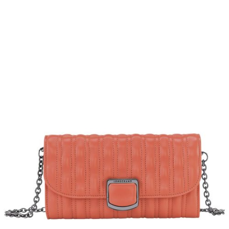 Longchamp Brioche Wallet on chain Blush | ZOVNXFQ-84