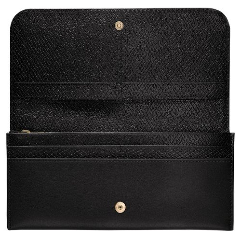Longchamp Cavalcade Long continental wallet Black | SFYGPWC-06