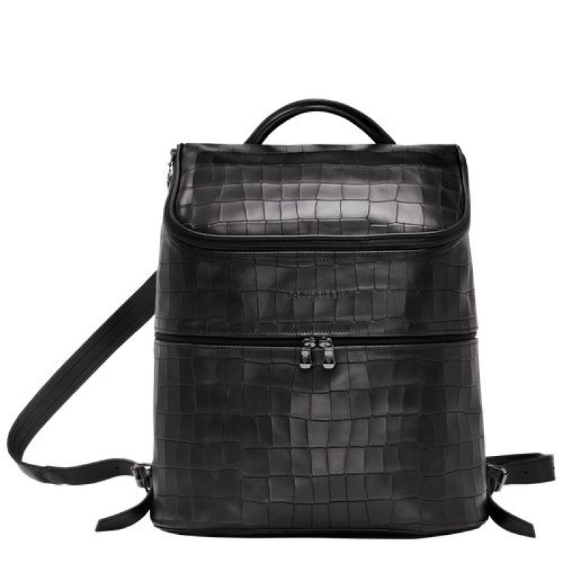 Longchamp Croco Block Backpack Black | ESCWTAH-79