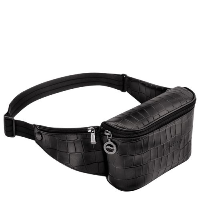 Longchamp Croco Block Belt bag Black | GIVSYLD-42
