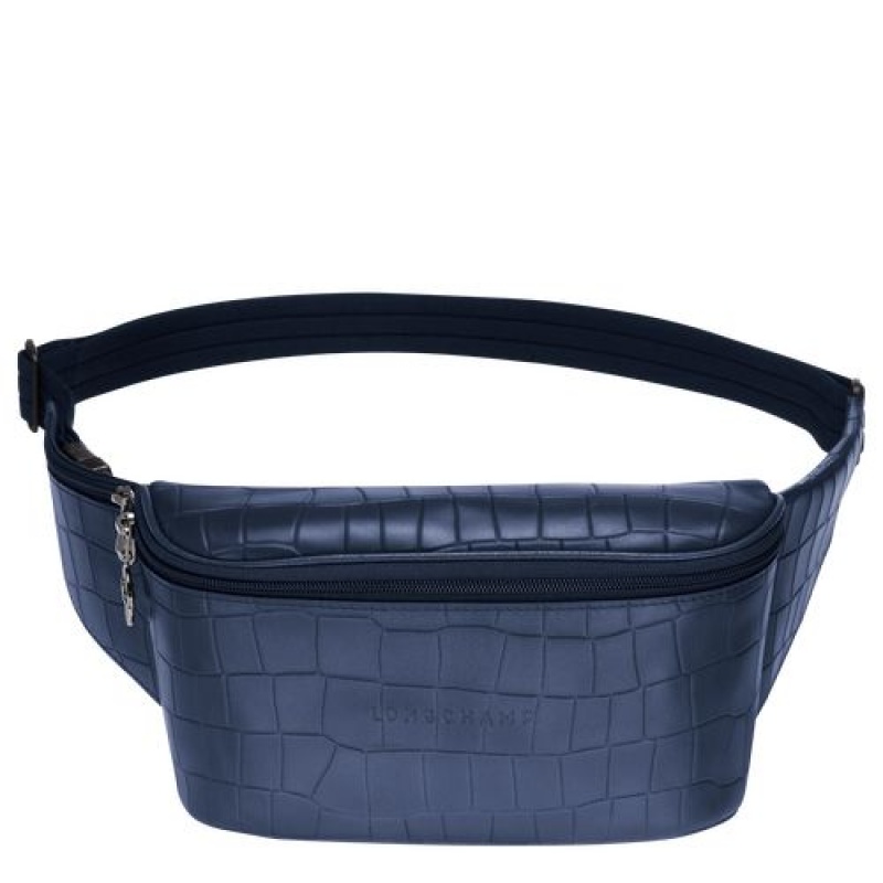 Longchamp Croco Block Belt bag Navy | AWNEFUQ-47