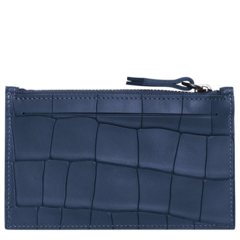 Longchamp Croco Block Coin purse Navy | AKVYJPC-57