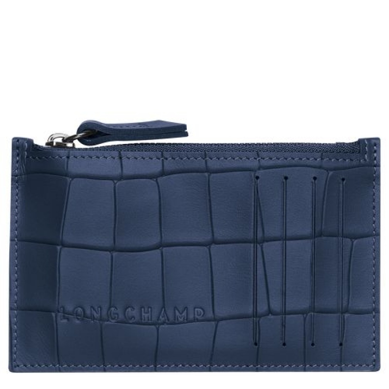 Longchamp Croco Block Coin purse Navy | AKVYJPC-57