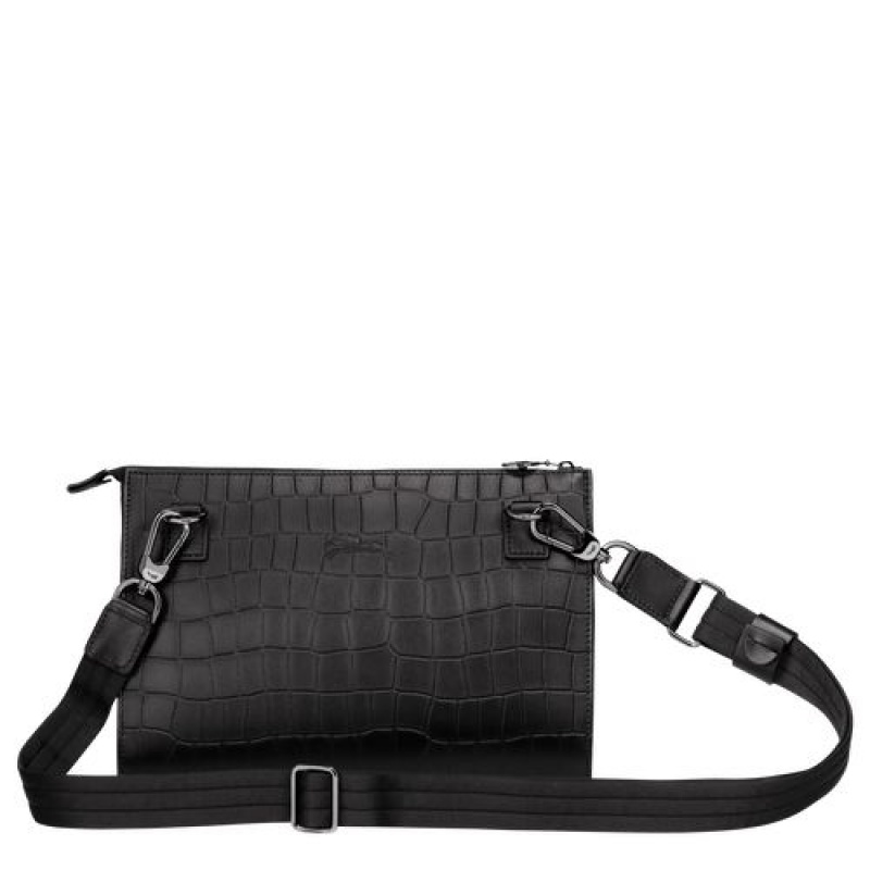 Longchamp Croco Block Crossbody bag Black | IXKAYVR-79