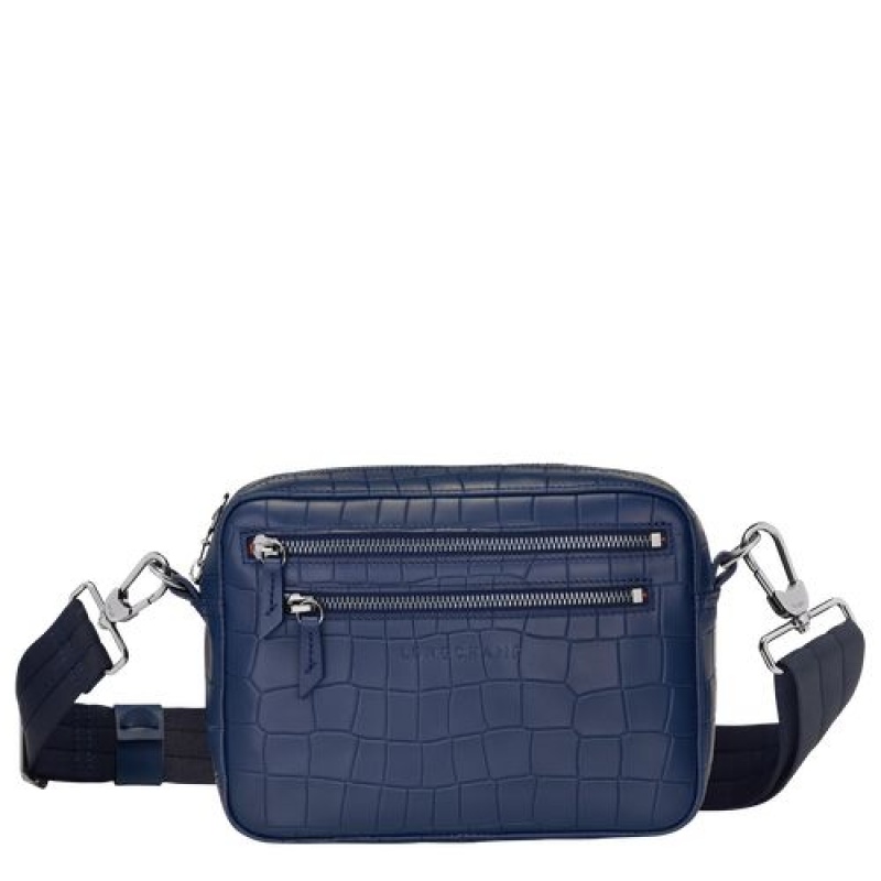 Longchamp Croco Block Crossbody bag Navy | FREXGVP-29