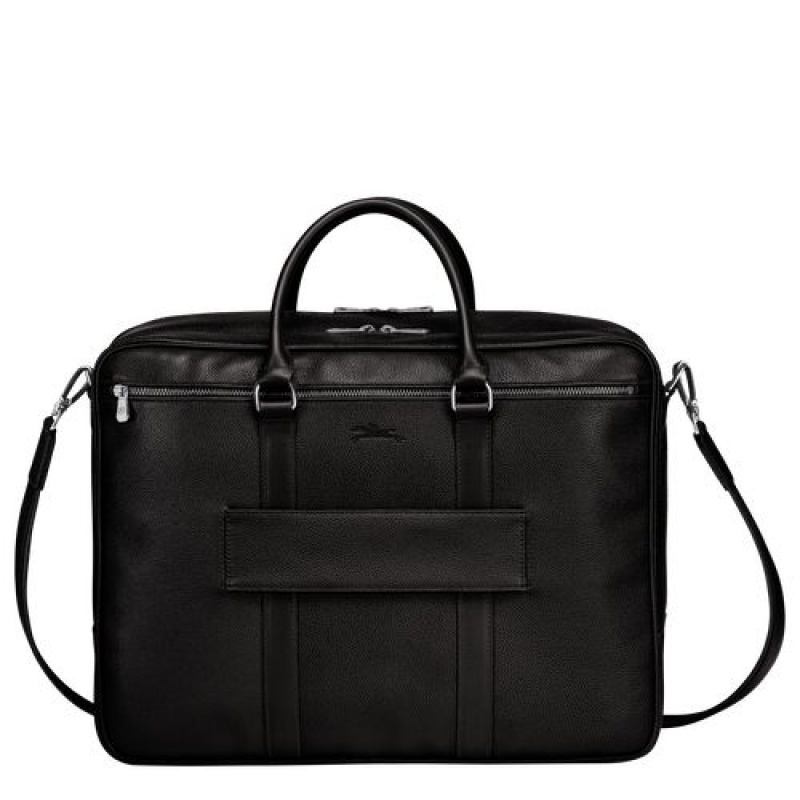 Longchamp Le Foulonne Briefcase L Black | PQLFUCH-37