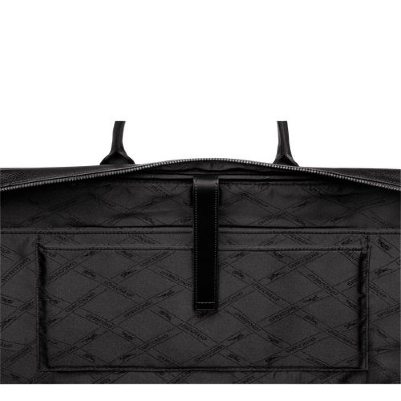 Longchamp Le Foulonne Briefcase L Black | PQLFUCH-37