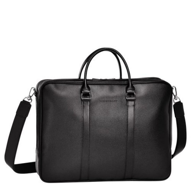 Longchamp Le Foulonne Briefcase L Black | PQLFUCH-37