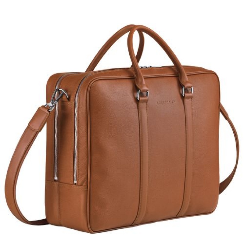 Longchamp Le Foulonne Briefcase L Caramel | BNFOCUY-61