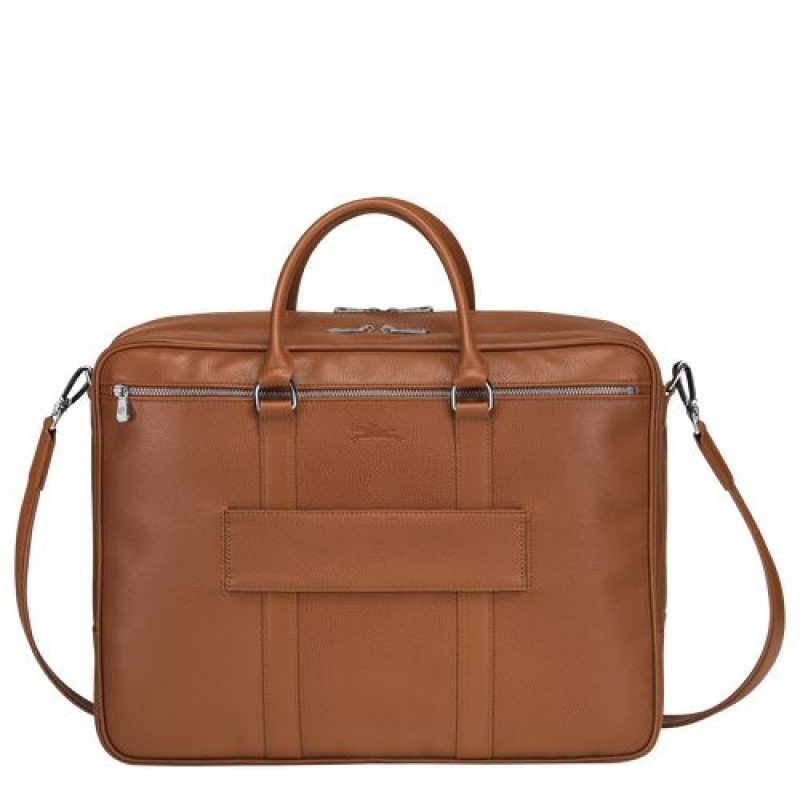Longchamp Le Foulonne Briefcase L Caramel | BNFOCUY-61