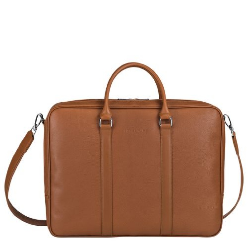 Longchamp Le Foulonne Briefcase L Caramel | BNFOCUY-61
