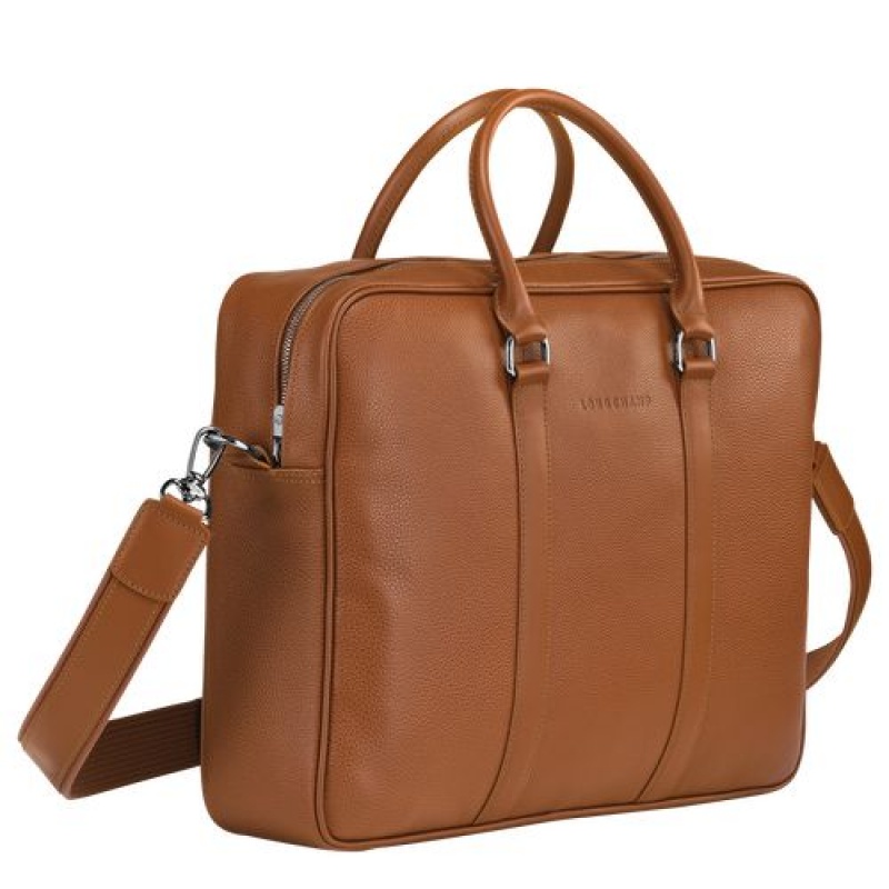 Longchamp Le Foulonne Briefcase M Caramel | HPOBFCD-73