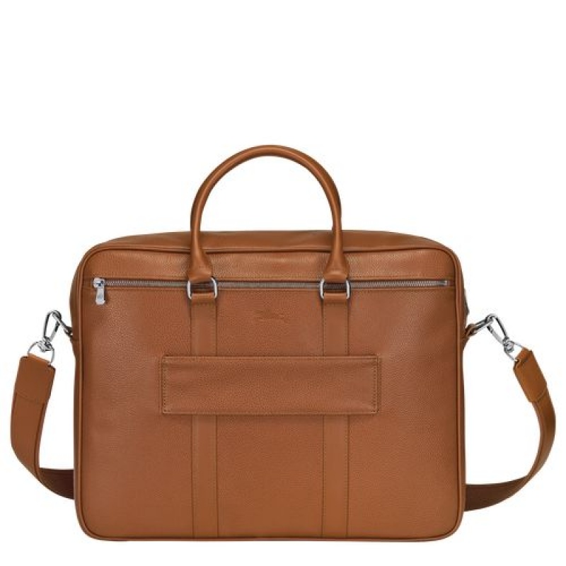 Longchamp Le Foulonne Briefcase M Caramel | HPOBFCD-73