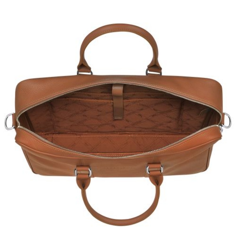 Longchamp Le Foulonne Briefcase M Caramel | HPOBFCD-73