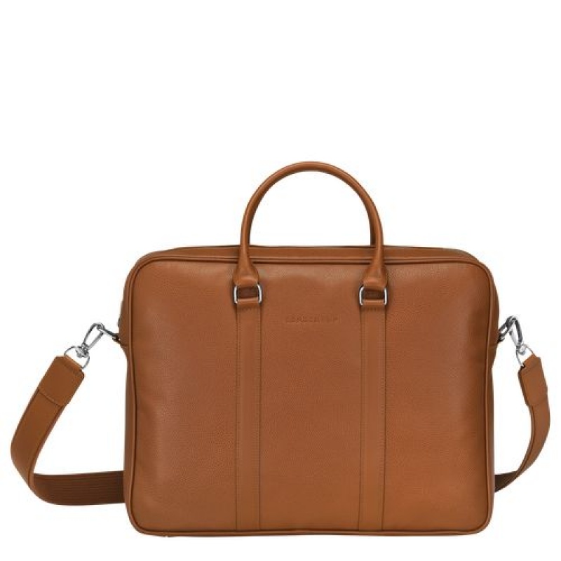 Longchamp Le Foulonne Briefcase M Caramel | HPOBFCD-73