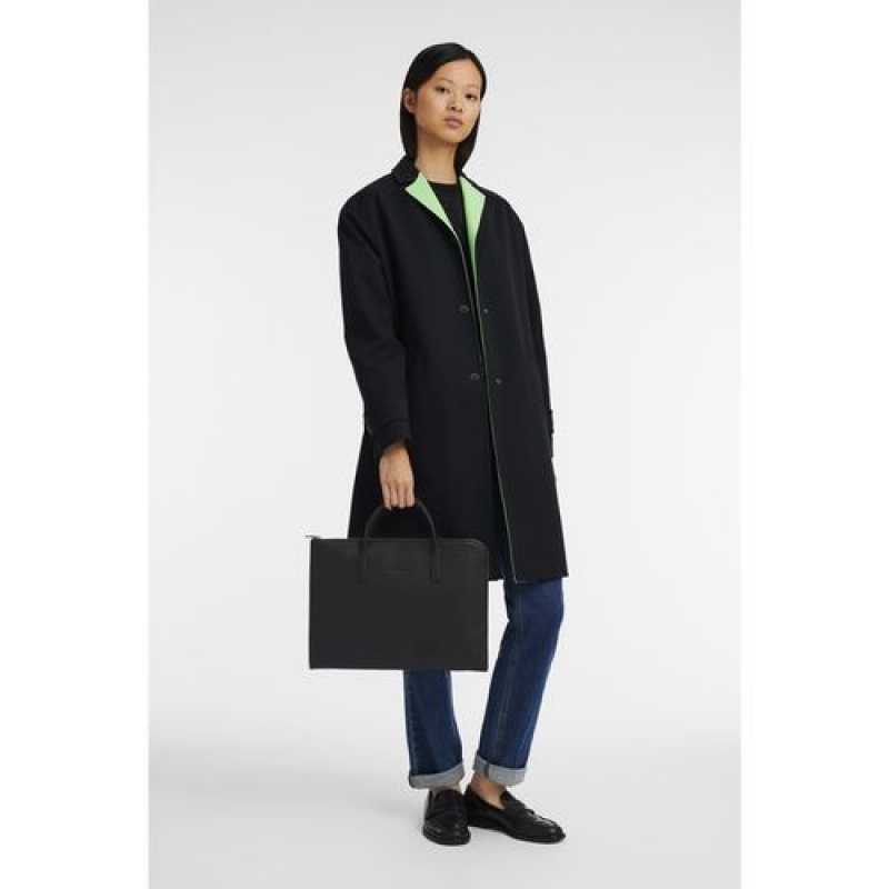 Longchamp Le Foulonne Briefcase S Black | BRCZSOT-63