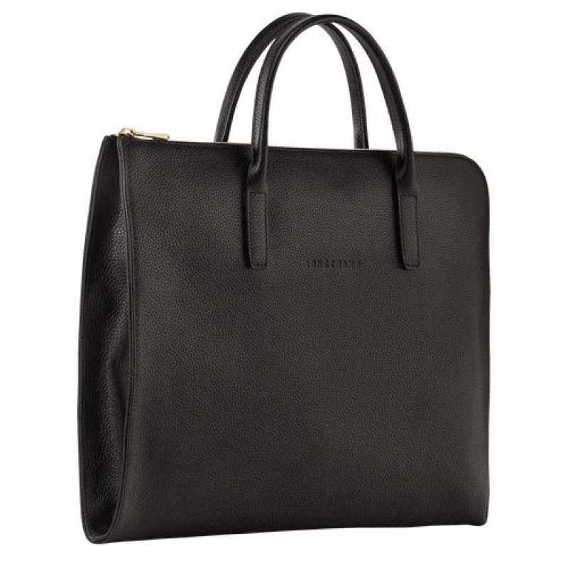 Longchamp Le Foulonne Briefcase S Black | BRCZSOT-63
