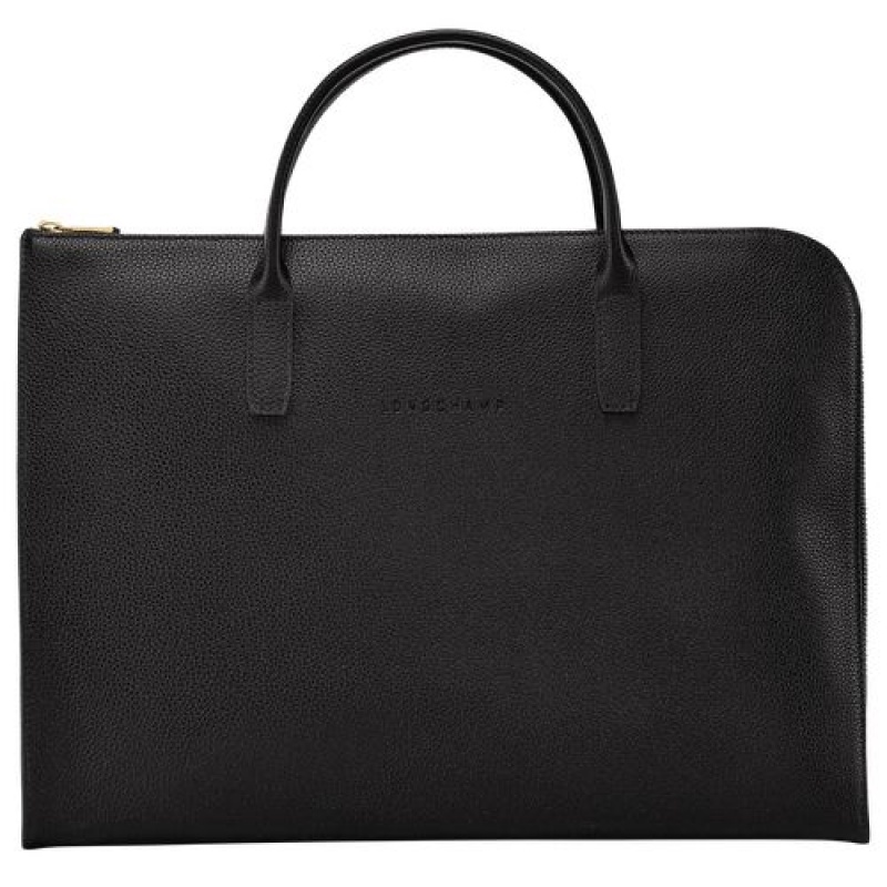 Longchamp Le Foulonne Briefcase S Black | BRCZSOT-63