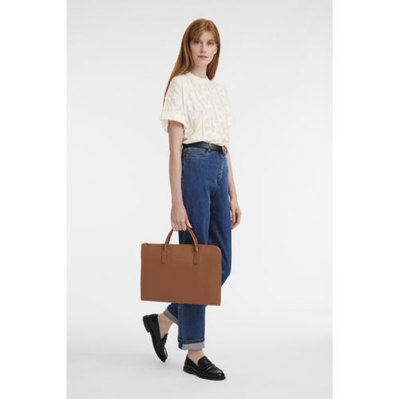 Longchamp Le Foulonne Briefcase S Caramel | EPTJVFZ-49