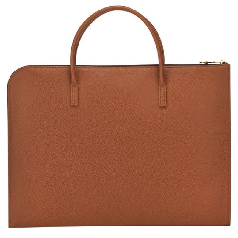 Longchamp Le Foulonne Briefcase S Caramel | EPTJVFZ-49