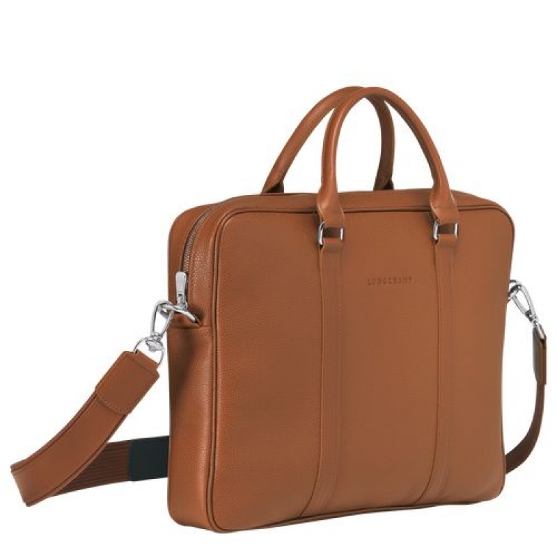 Longchamp Le Foulonne Briefcase XS Caramel | HRQSJEY-96