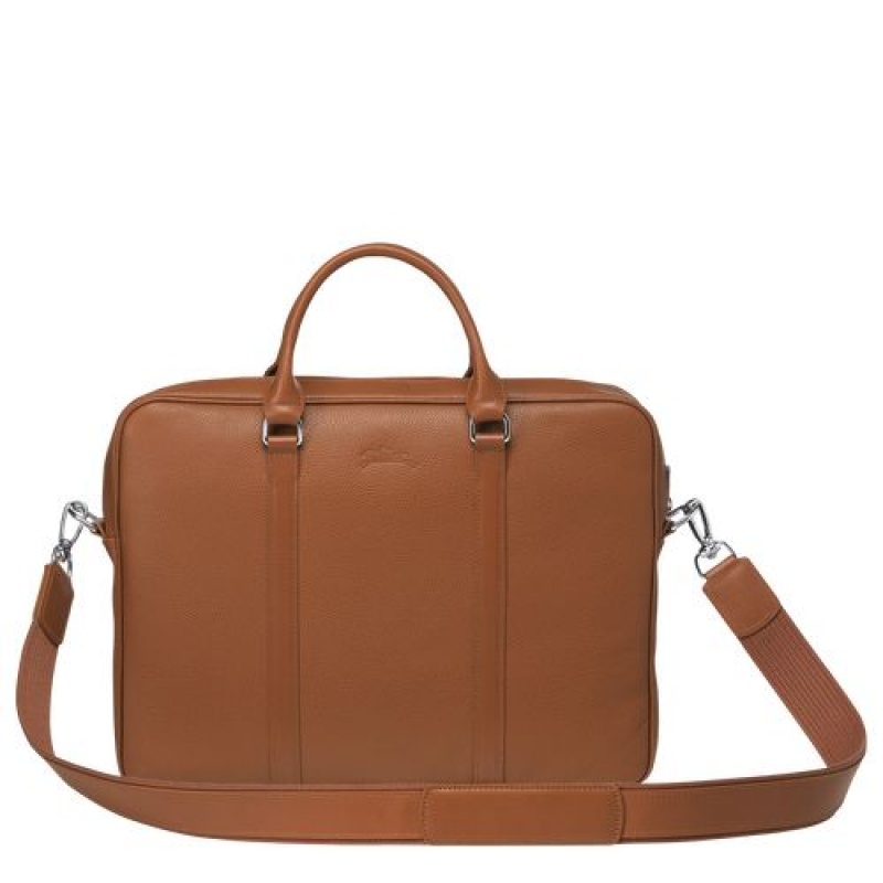 Longchamp Le Foulonne Briefcase XS Caramel | HRQSJEY-96