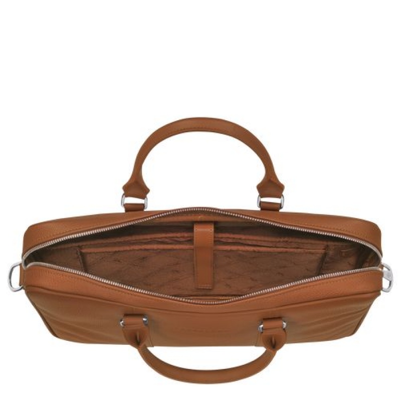 Longchamp Le Foulonne Briefcase XS Caramel | HRQSJEY-96