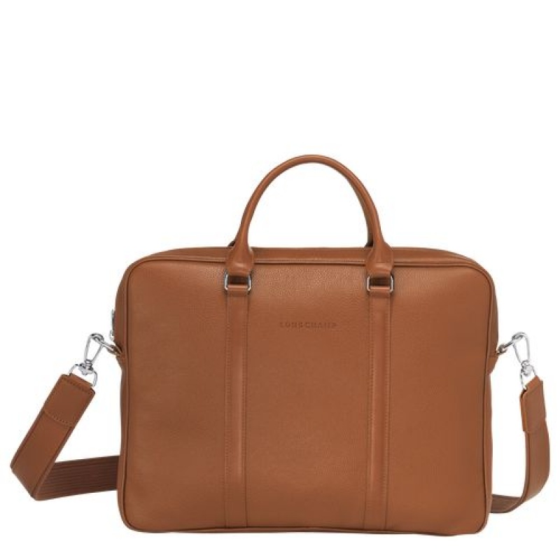 Longchamp Le Foulonne Briefcase XS Caramel | HRQSJEY-96