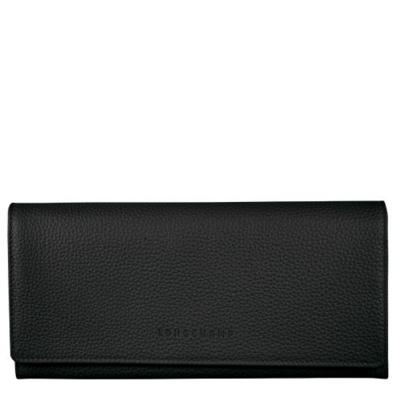 Longchamp Le Foulonne Long continental wallet Black | BPTFAZL-16