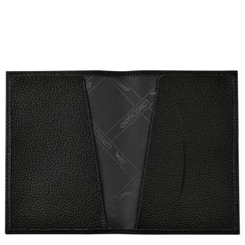 Longchamp Le Foulonne Passport cover Black | AMFCEHD-96