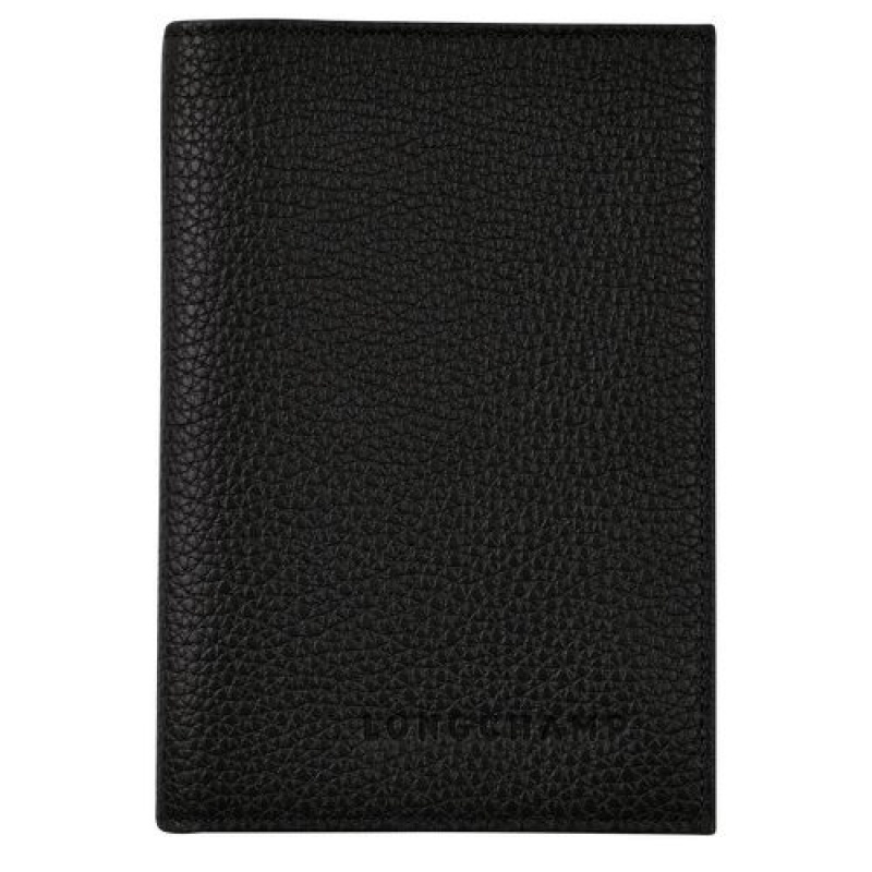 Longchamp Le Foulonne Passport cover Black | AMFCEHD-96