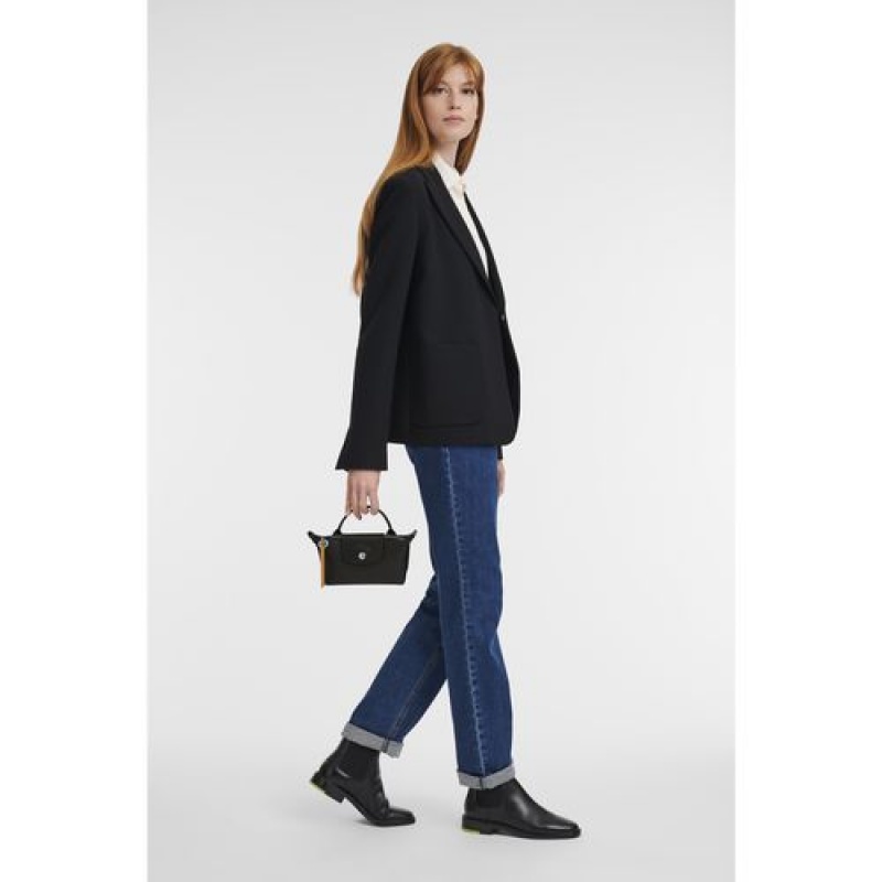 Longchamp Le Pliage City Pouch with handle Black | EWFSQNT-73