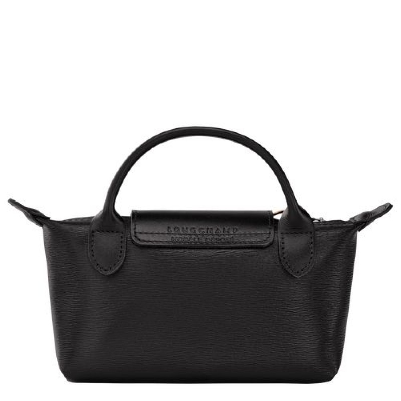 Longchamp Le Pliage City Pouch with handle Black | EWFSQNT-73