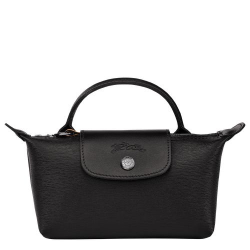 Longchamp Le Pliage City Pouch with handle Black | EWFSQNT-73