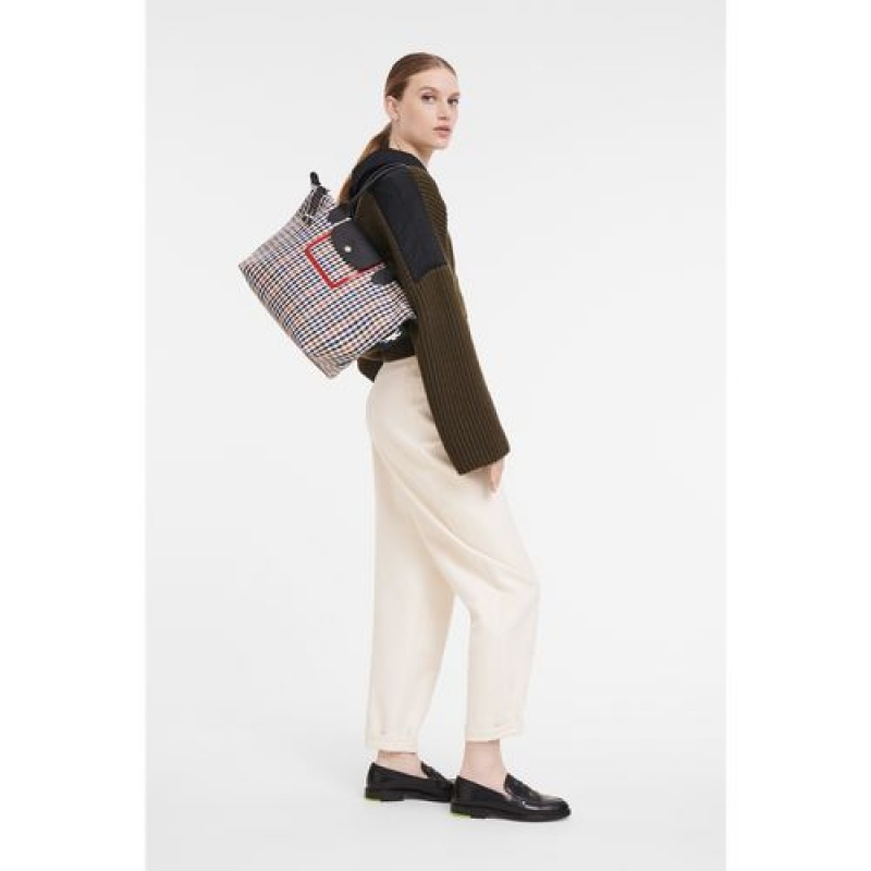 Longchamp Le Pliage Collection Shopping bag S Navy/Cognac | QELAWDI-32